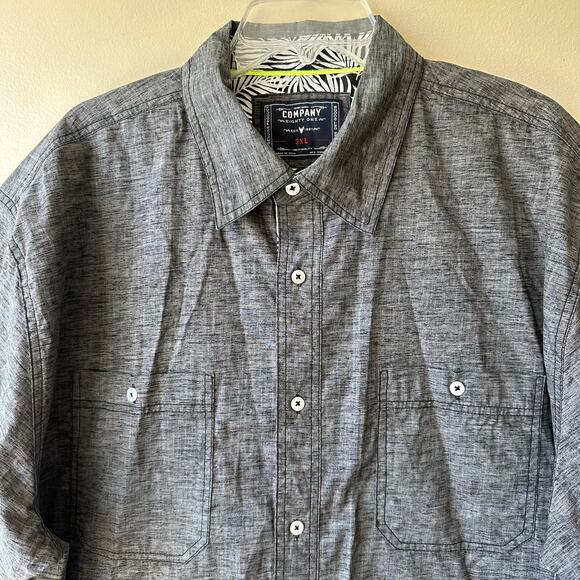 NEW Company Eighty One Button Down Shirt Short Sleeve Flip Cuff Sleeve Black 3XL - Picture 2 of 12
